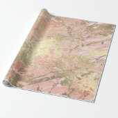 Glitter Roos Molten Pink Gold Marble Metallic Cadeaupapier (Uitgerold)