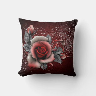 Glitter Roos Polyester Sierkussen 16 x 16 inch