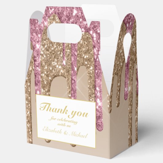 Glitter Roos Roze goudmeisjes DANKEN JE Bedankdoosjes (Geopend)