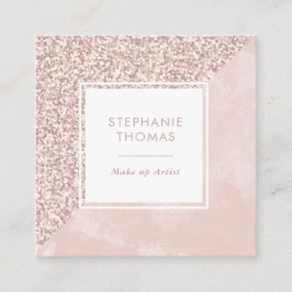 Glitter Roos Roze waterverf vierkant visitekaartje