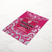 Glitter Roos Roze Zilveren Sikh Anand Karaj Weddin Folie Uitnodiging (Gedraaid)