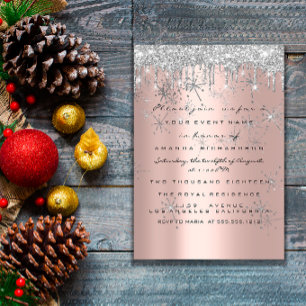 Glitter Roos Silver Lux Bridal Sweet 16th Kaart