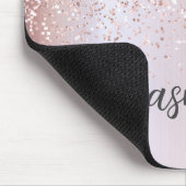 Glitter Roosgoud Metaalglans Monogram Naam Muismat (Hoek)