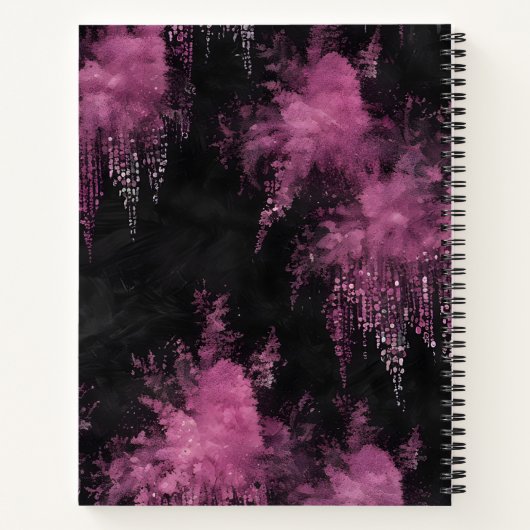Glitter Rosa sobre Negro Notitieboek (Achterkant)