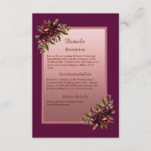 glitter Rose Gold Script - Burgundy floral wedding Informatiekaartje (Voorkant)