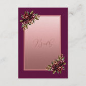 glitter Rose Gold Script - Burgundy floral wedding Informatiekaartje (Achterkant)