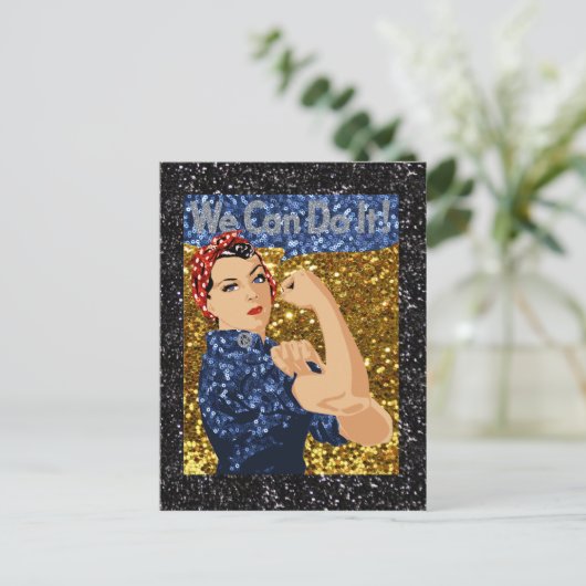 glitter rosie de riveter briefkaart (Staand voorkant)