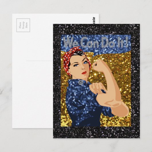 glitter rosie de riveter briefkaart (Voorkant / Achterkant)