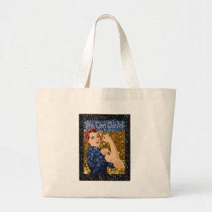 glitter rosie de riveter grote tote bag