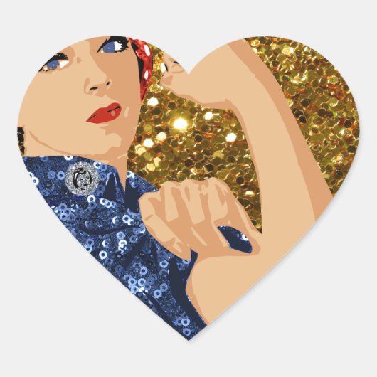 glitter rosie de riveter hart sticker (Voorkant)