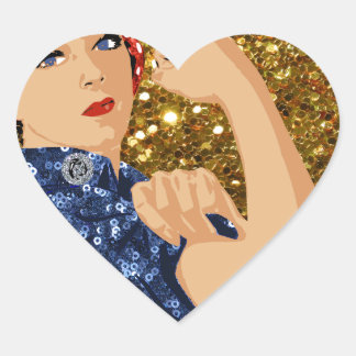 glitter rosie de riveter hart sticker