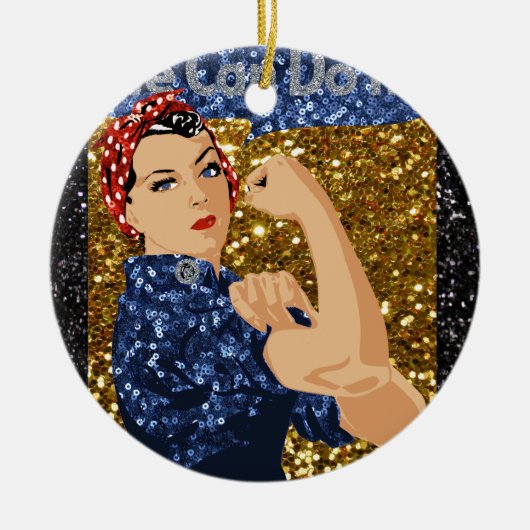 glitter rosie de riveter keramisch ornament (Voorkant)
