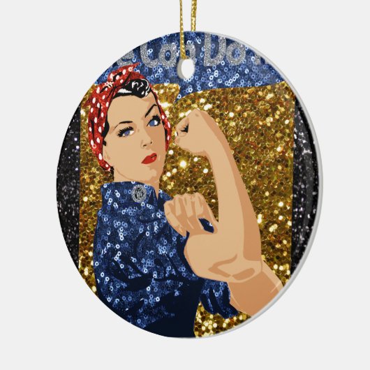 glitter rosie de riveter keramisch ornament (Links)