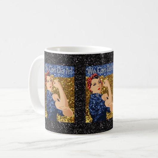 glitter rosie de riveter koffiemok (Voorkant links)