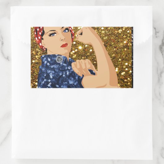 glitter rosie de riveter rechthoekige sticker (Tas)