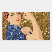 glitter rosie de riveter rechthoekige sticker (Voorkant)