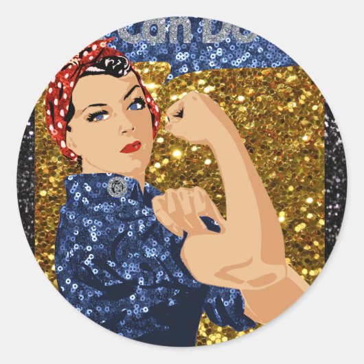 glitter rosie de riveter ronde sticker (Voorkant)