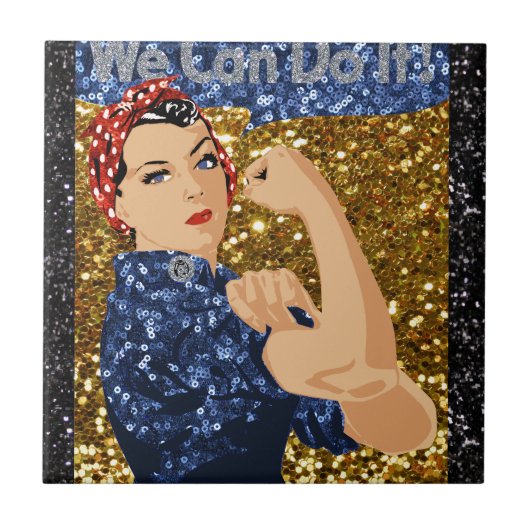 glitter rosie de riveter tegeltje (Voorkant)