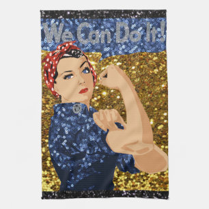 glitter rosie de riveter theedoek