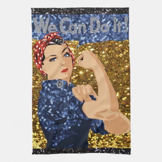 glitter rosie de riveter theedoek (Verticaal)