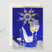 Glitter Royal Blue High Hiel Shoes Gold Champagne Kaart (Achterkant)