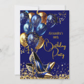 Glitter Royal Navy Blauw Gouden Hakken Ballonnen Kaart (Voorkant)