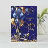 Glitter Royal Navy Blauw Gouden Hakken Ballonnen Kaart (Staand voorkant)
