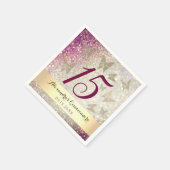 Glitter Roze 15e Verjaardag Servet (Hoek)