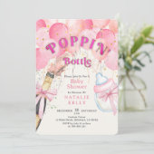 Glitter Roze Ballon Poppin' Bottles Baby shower Kaart (Staand voorkant)