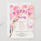 Glitter Roze Ballon Poppin' Bottles Baby shower Kaart (Voorkant)
