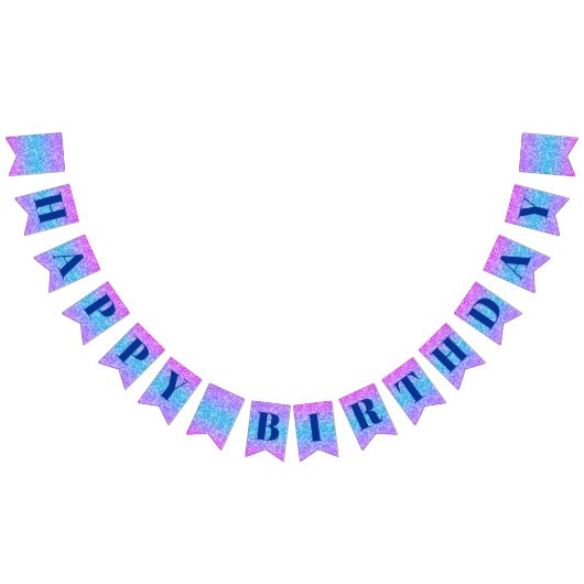 Glitter roze blauw Happy Birthday Banner (Alle)