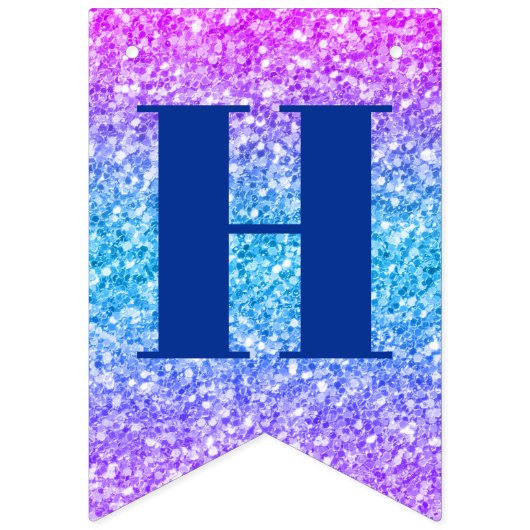 Glitter roze blauw Happy Birthday Banner (Tweede vlag)