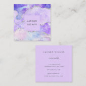 glitter roze blauw vierkant visitekaartje (Voorkant / Achterkant)