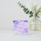 glitter roze blauw vierkant visitekaartje (Staand voorkant)