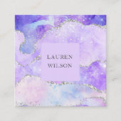 glitter roze blauw vierkant visitekaartje (Voorkant)