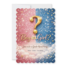 Glitter Roze & Blauwe Geslacht Reveal Uitnodiging