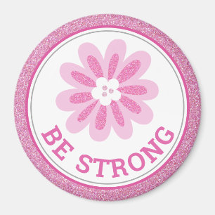 Glitter Roze Bloem Borstkanker Bewustzijnsontwerp Magneet