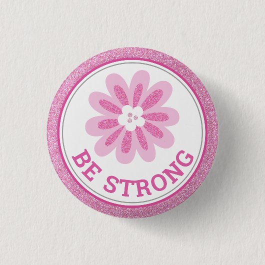 Glitter Roze Bloem Borstkanker Bewustzijnsontwerp Ronde Button 3,2 Cm (Voorkant)
