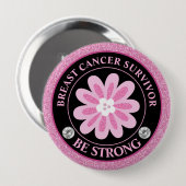 Glitter Roze Bloem Borstkanker Bewustzijnsontwerp Ronde Button 4,0 Cm (Voorkant /achterkant)