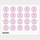 Glitter Roze Bloem Borstkanker Bewustzijnsontwerp Ronde Sticker (Vel)