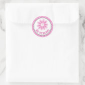 Glitter Roze Bloem Borstkanker Bewustzijnsontwerp Ronde Sticker (Tas)