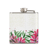 Glitter Roze Bloemen Bloei Waterverf Heupfles (Achterkant)