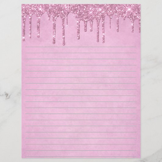 Glitter roze Briefpapier met gloeidraad aanpassen (Achterkant)