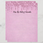 Glitter roze Briefpapier met gloeidraad aanpassen (Voorkant / Achterkant)