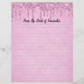 Glitter roze Briefpapier met gloeidraad aanpassen (Voorkant)