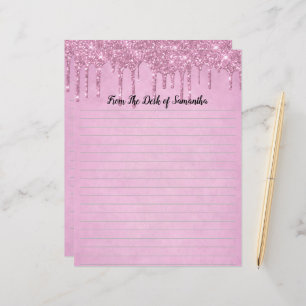 Glitter roze Briefpapier met gloeidraad aanpassen