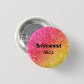 Glitter Roze Bruidsmeisje Geel Goud Knop Ronde Button 3,2 Cm (Voorkant /achterkant)