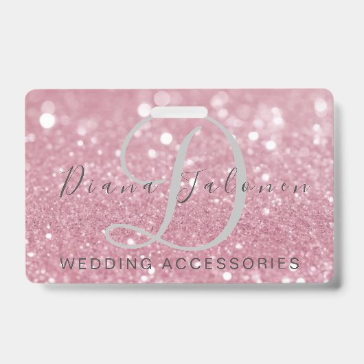 Glitter Roze BRUILOFT ACCESSOIRES Badge (Voorzijde)