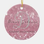 Glitter Roze Bruiloft Accessoires Keramisch Ornament (Voorkant)
