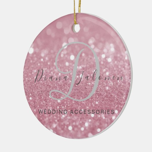 Glitter Roze Bruiloft Accessoires Keramisch Ornament (Links)